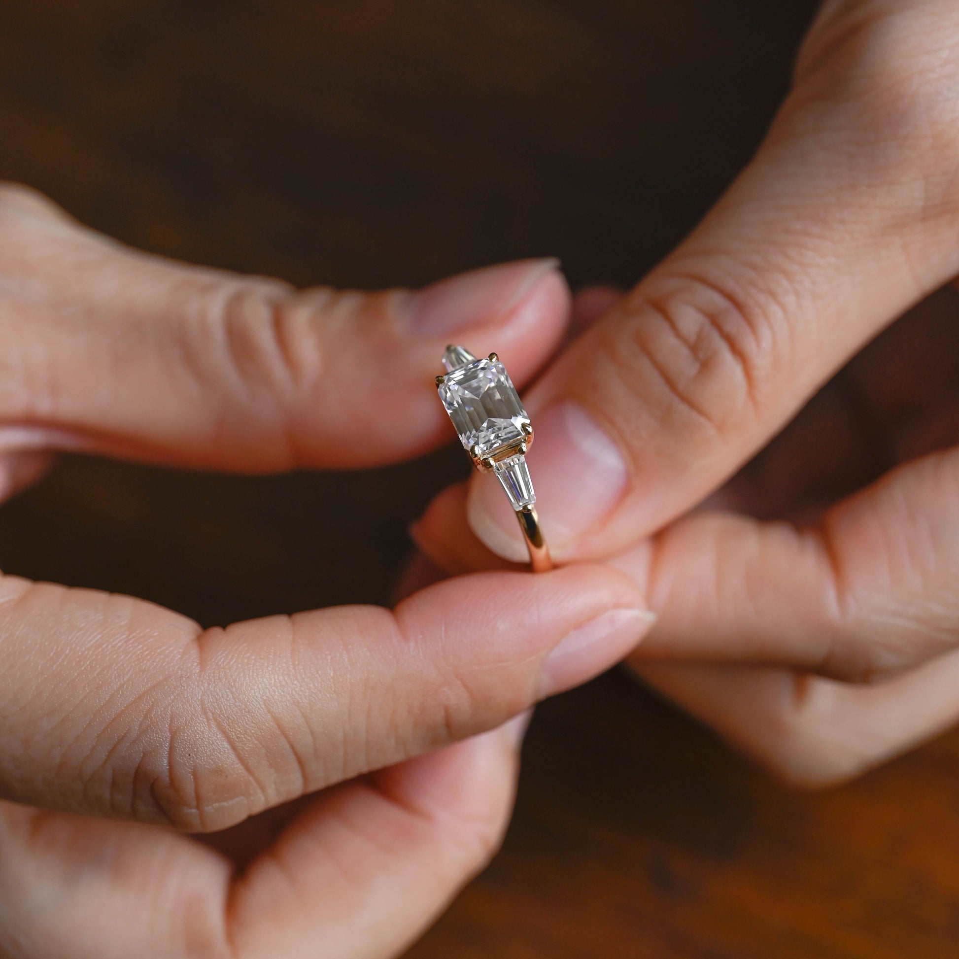2 CT Emerald Pave Moissanite Engagement Ring