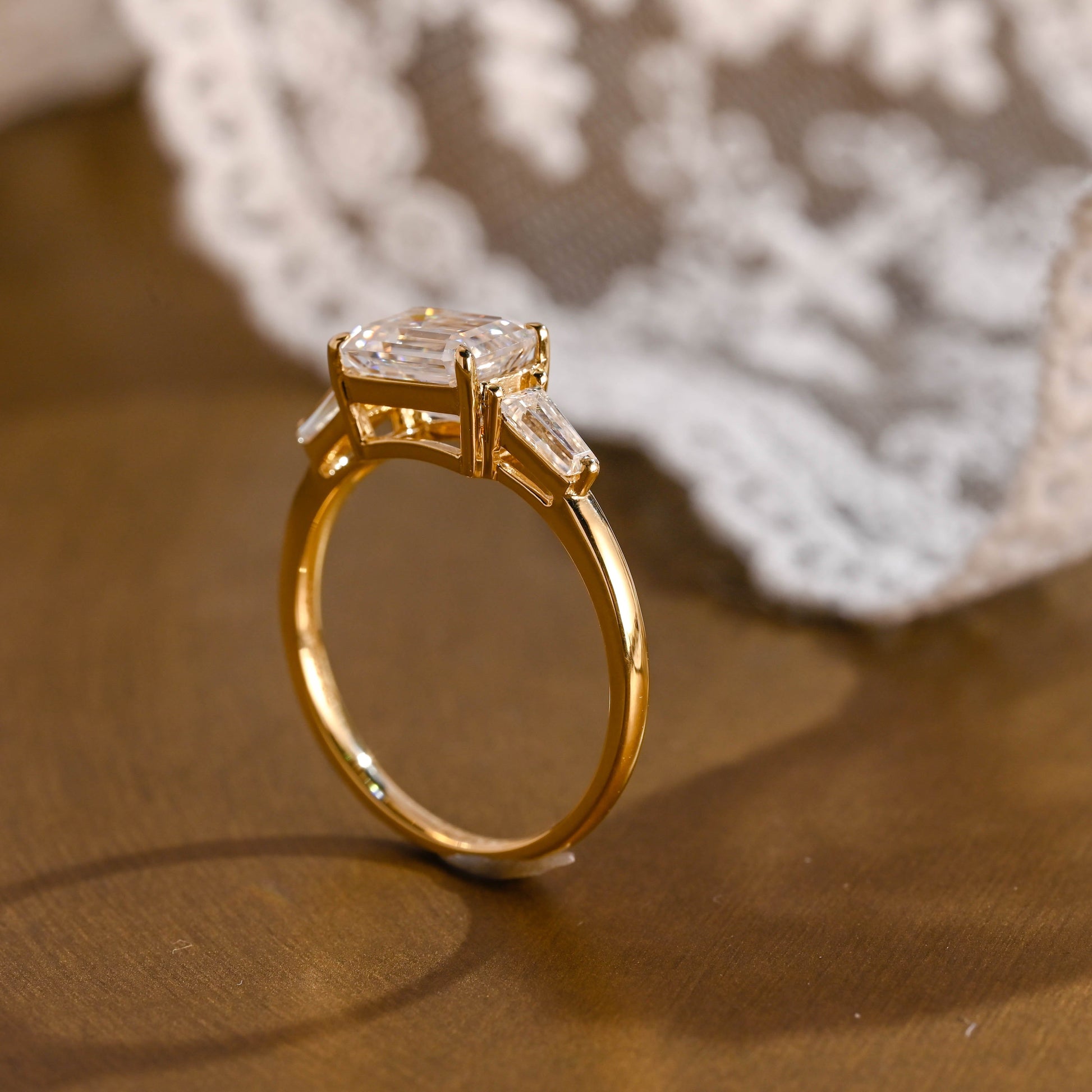2 CT Emerald Pave Moissanite Engagement Ring