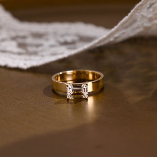 2 CT Emerald Pave Moissanite Engagement Ring