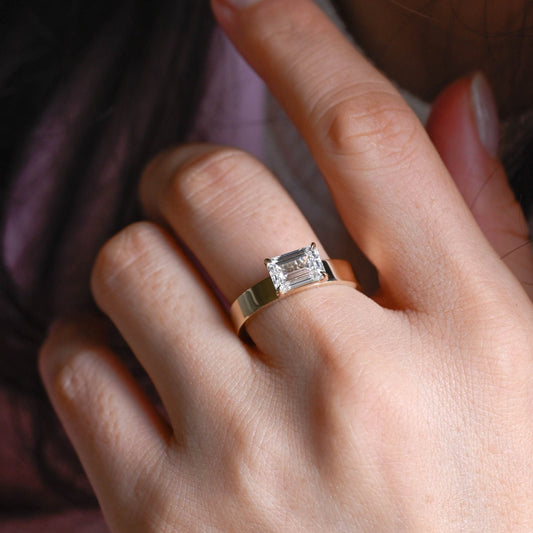 2 CT Emerald Pave Moissanite Engagement Ring