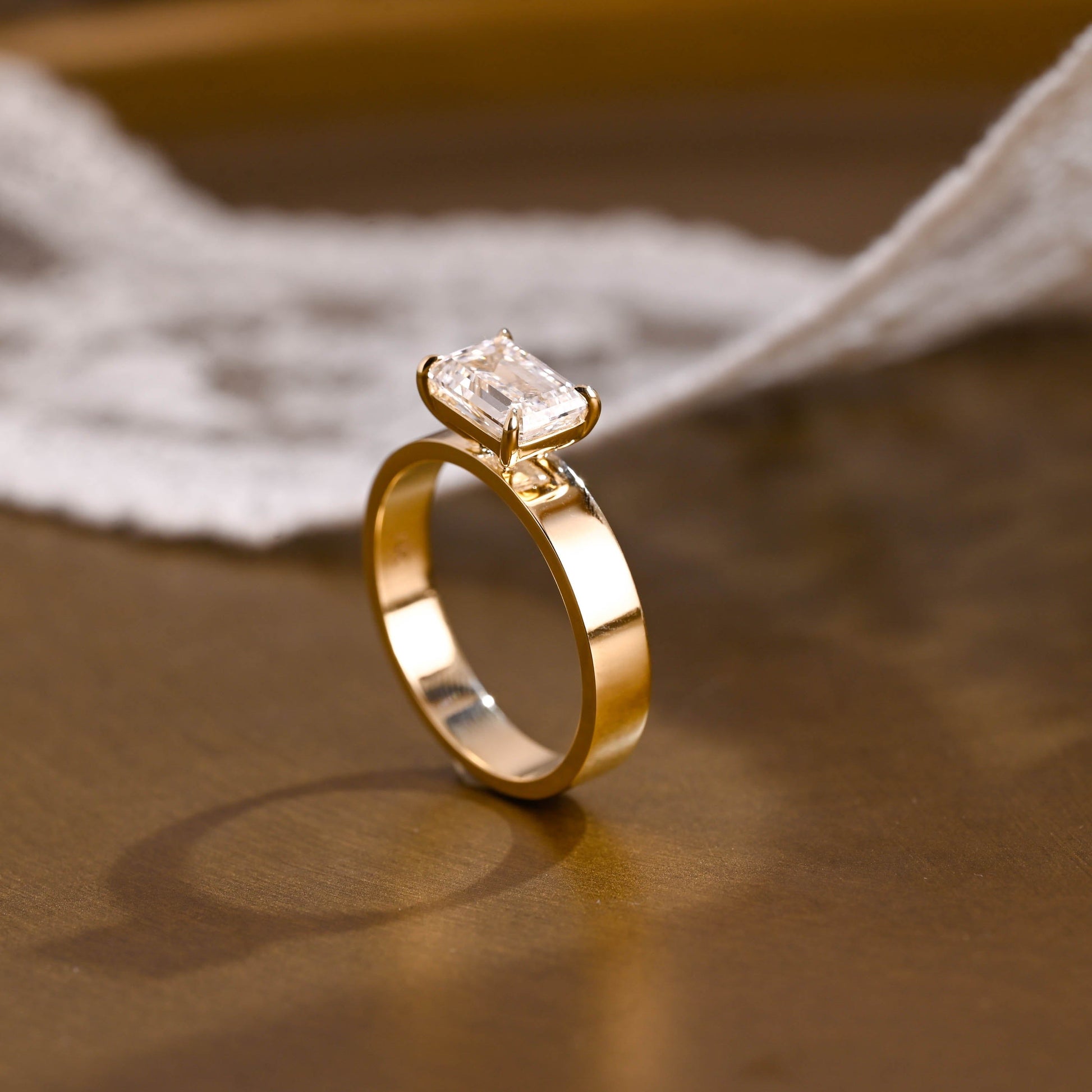 2 CT Emerald Pave Moissanite Engagement Ring
