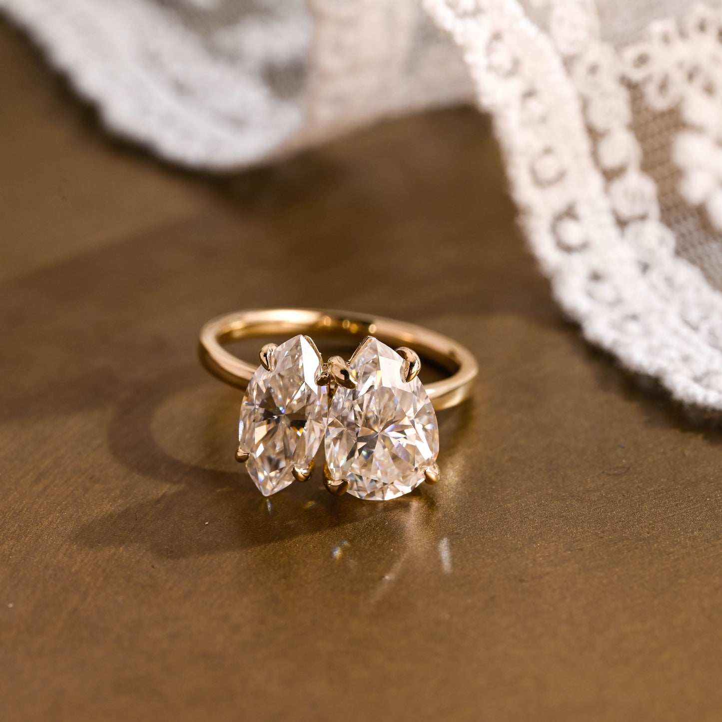 2 CT Emerald Pave Moissanite Engagement Ring