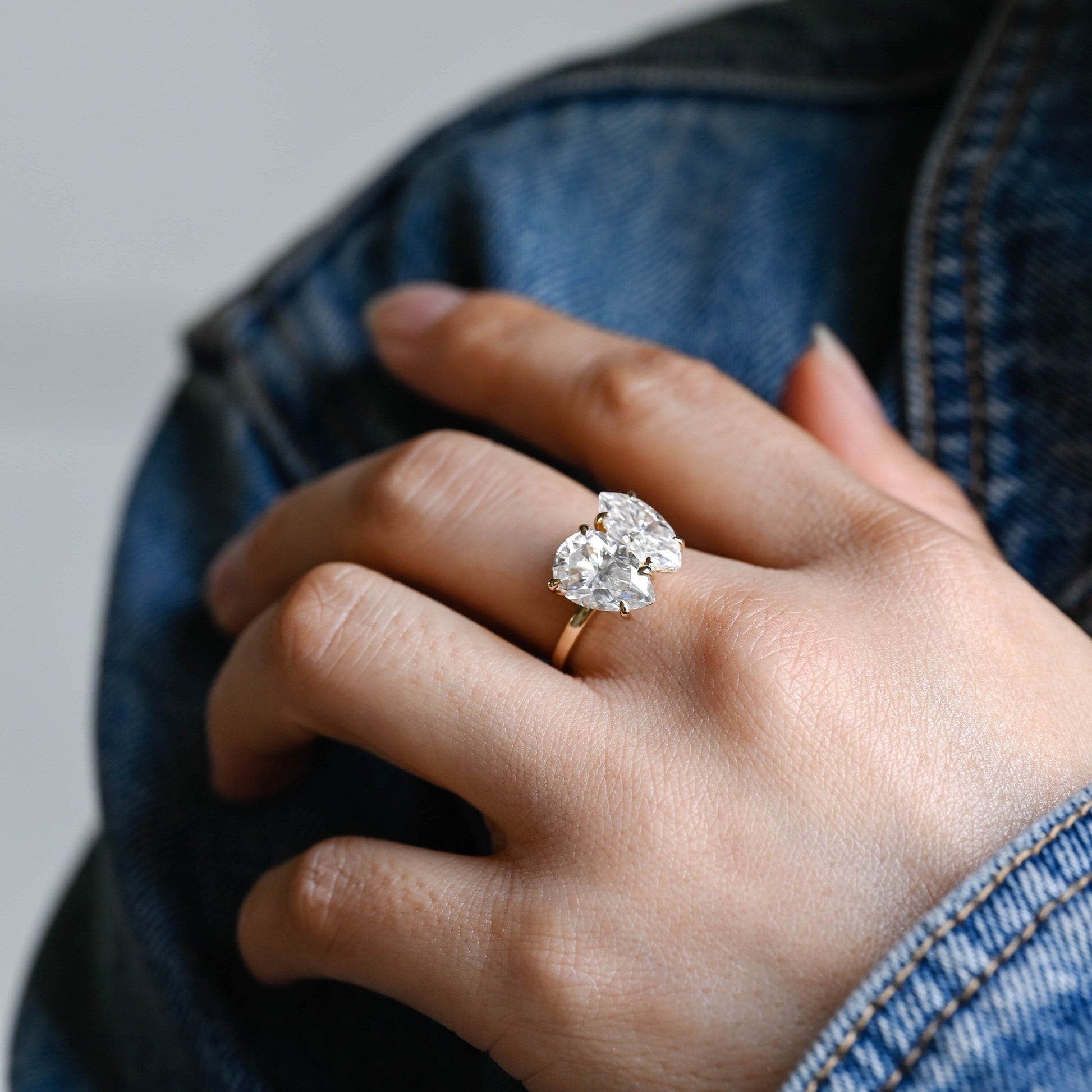 2 CT Emerald Pave Moissanite Engagement Ring