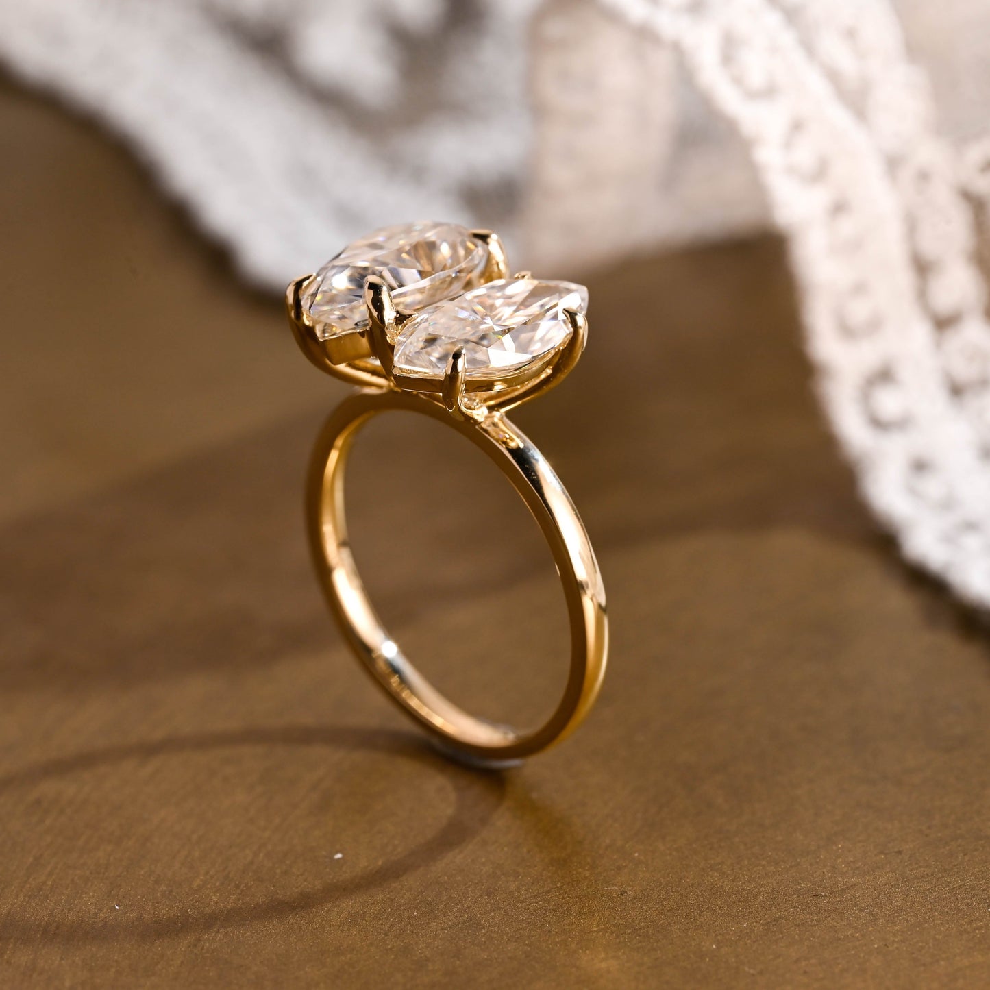 2 CT Emerald Pave Moissanite Engagement Ring