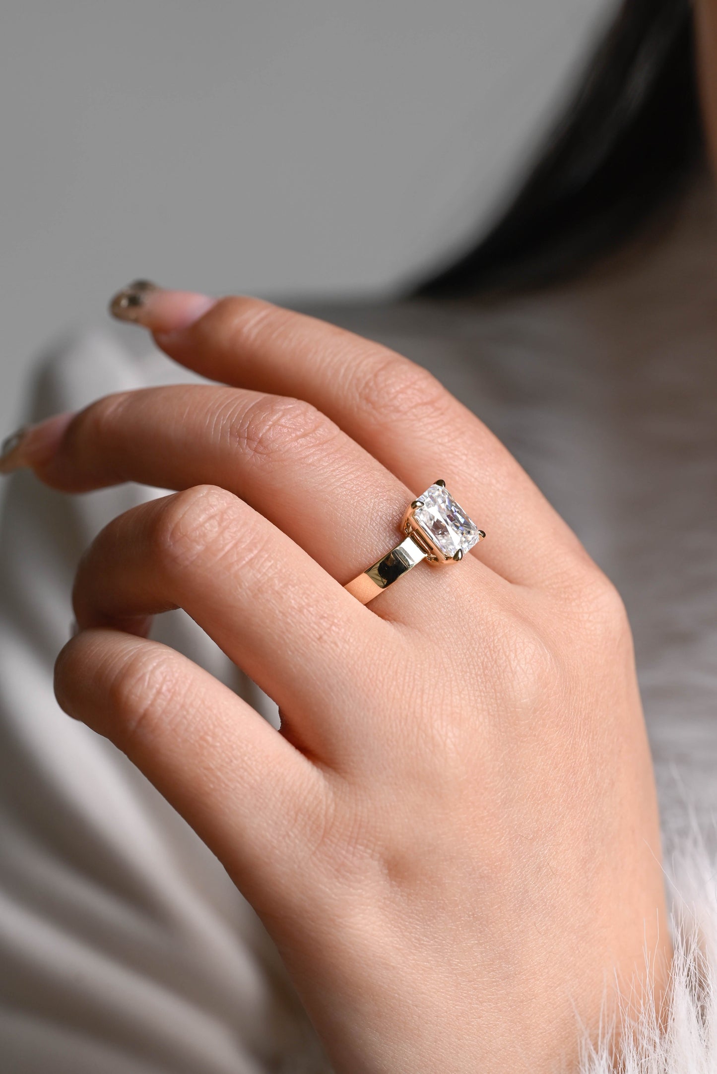 2 CT Emerald Pave Moissanite Engagement Ring