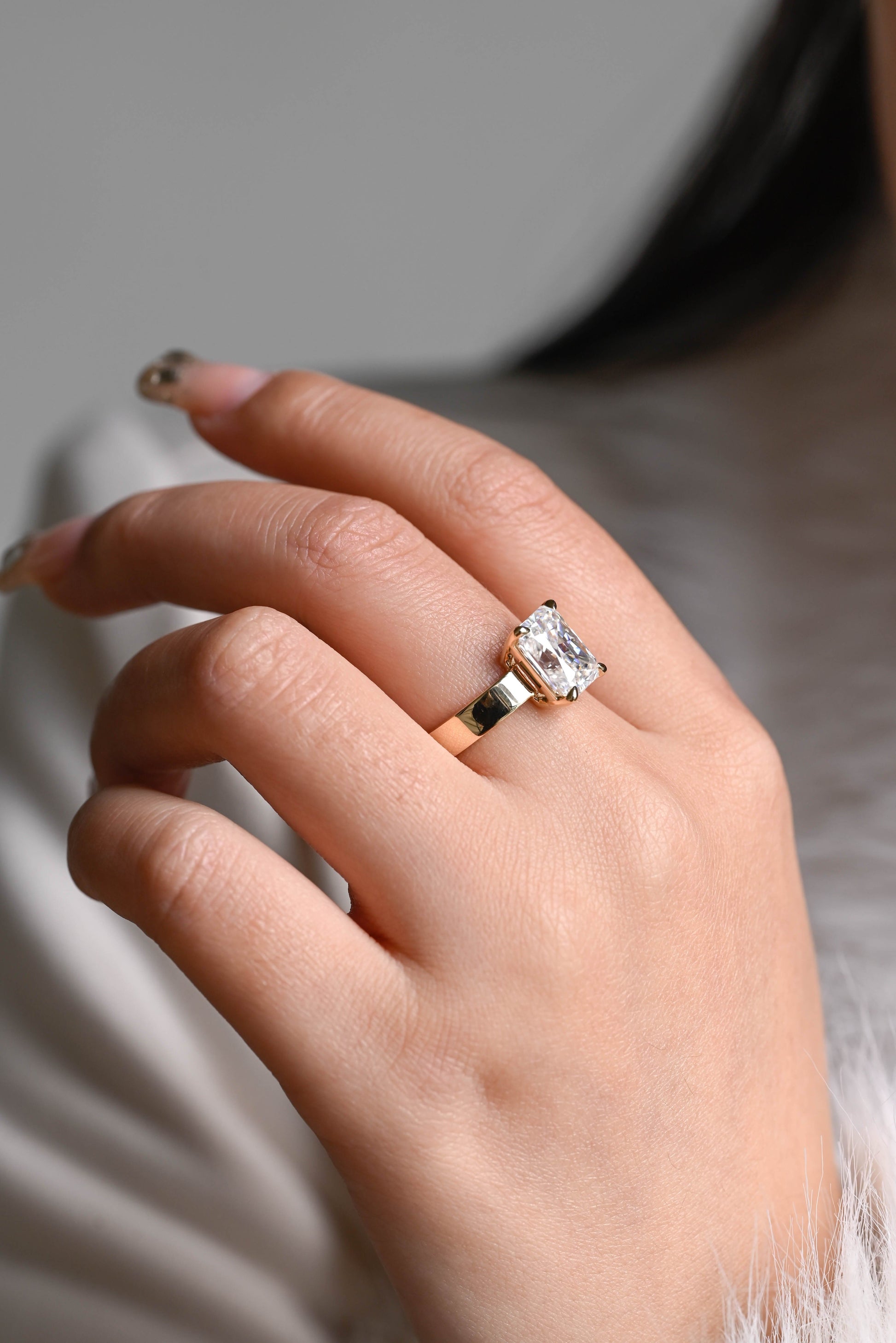 2 CT Emerald Pave Moissanite Engagement Ring