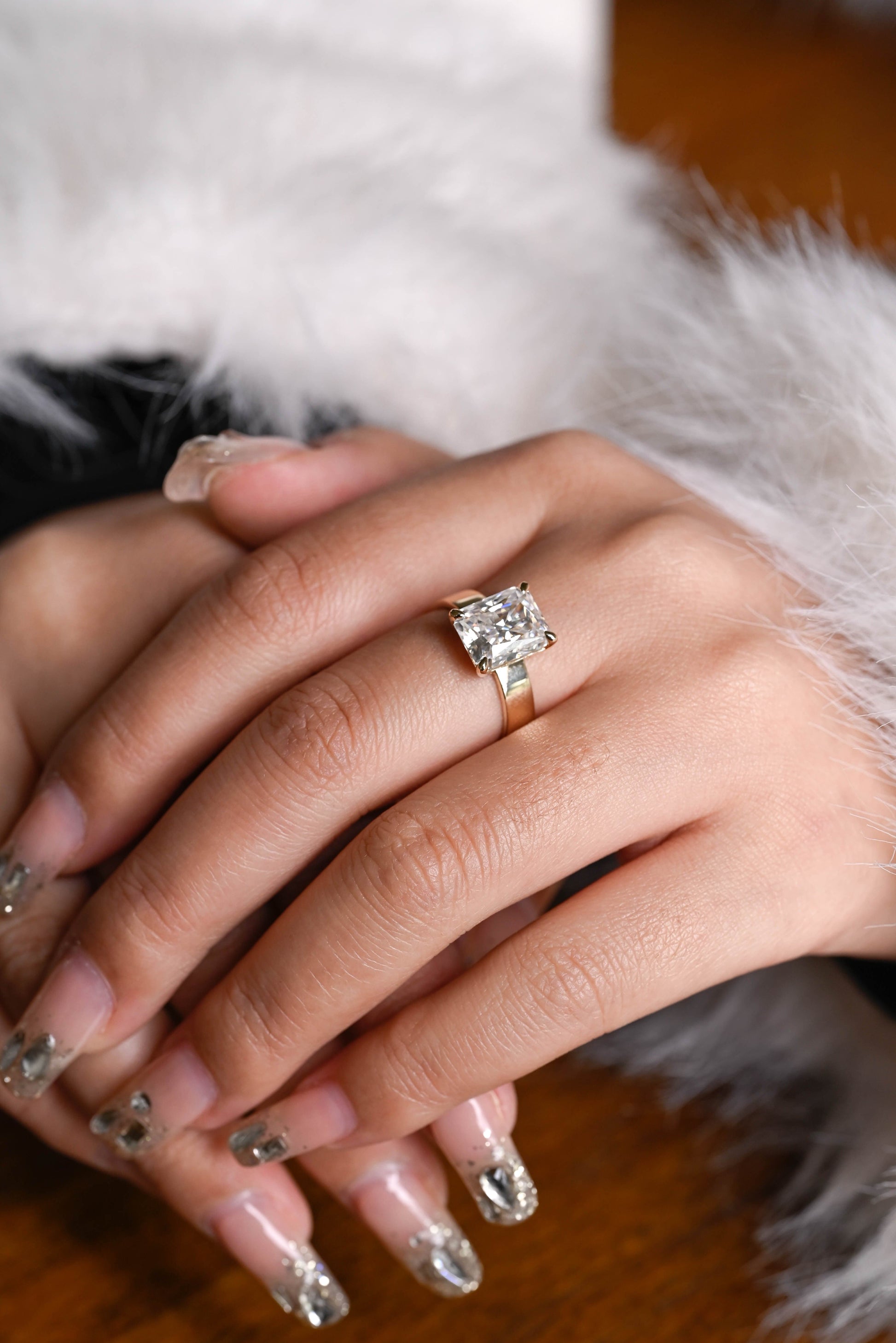 2 CT Emerald Pave Moissanite Engagement Ring