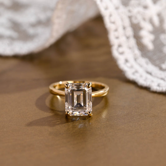 2 CT Emerald Pave Moissanite Engagement Ring