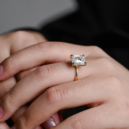 2 CT Emerald Pave Moissanite Engagement Ring