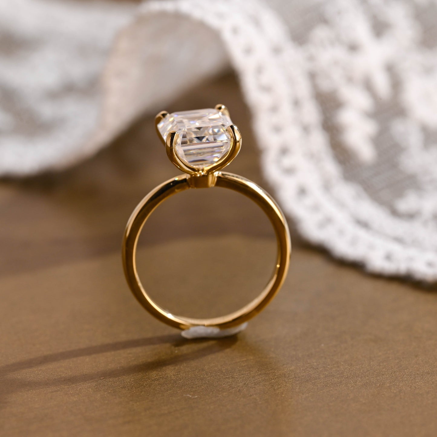 2 CT Emerald Pave Moissanite Engagement Ring