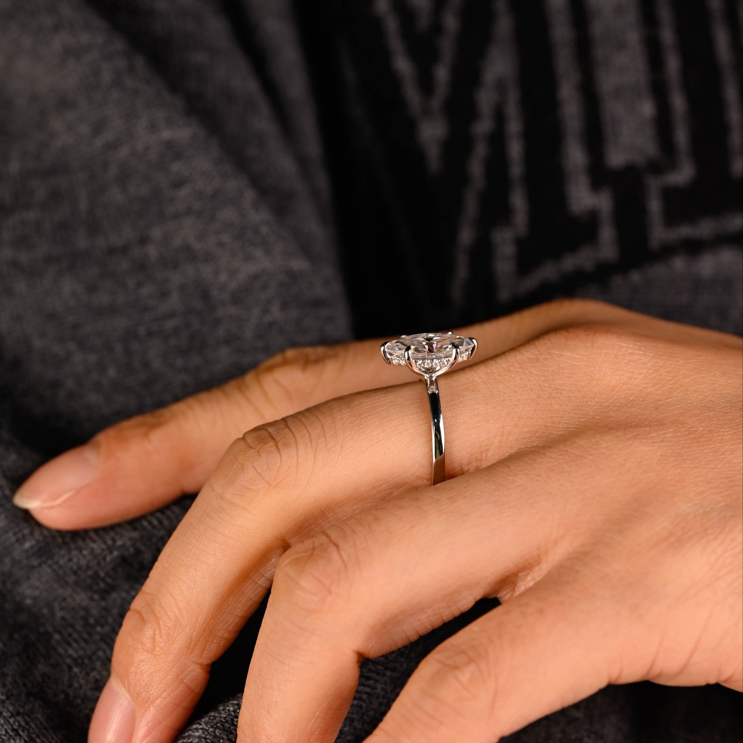 2 CT Emerald Pave Moissanite Engagement Ring