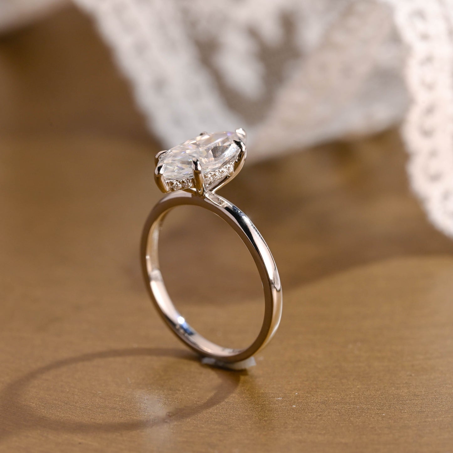 2 CT Emerald Pave Moissanite Engagement Ring