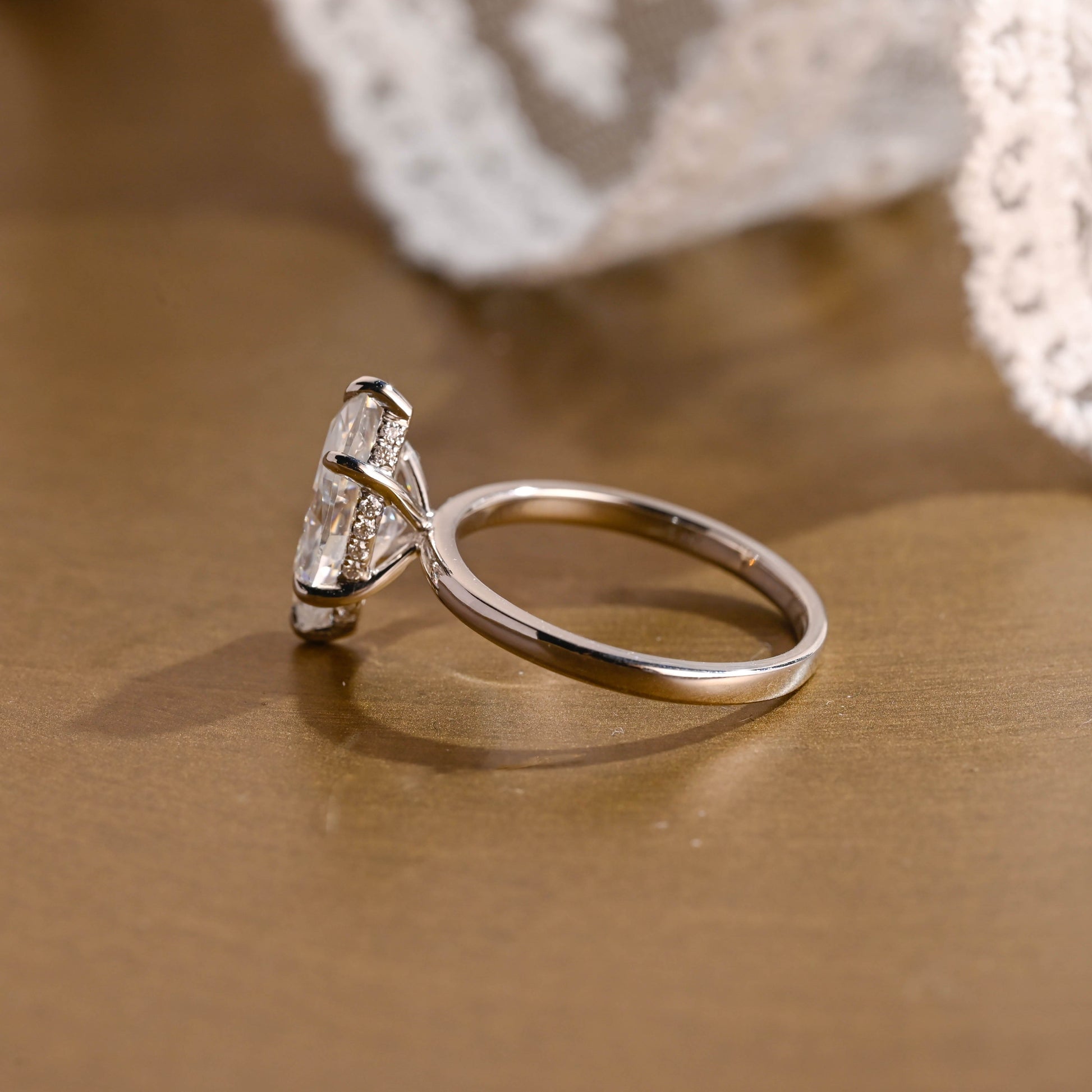 2 CT Emerald Pave Moissanite Engagement Ring