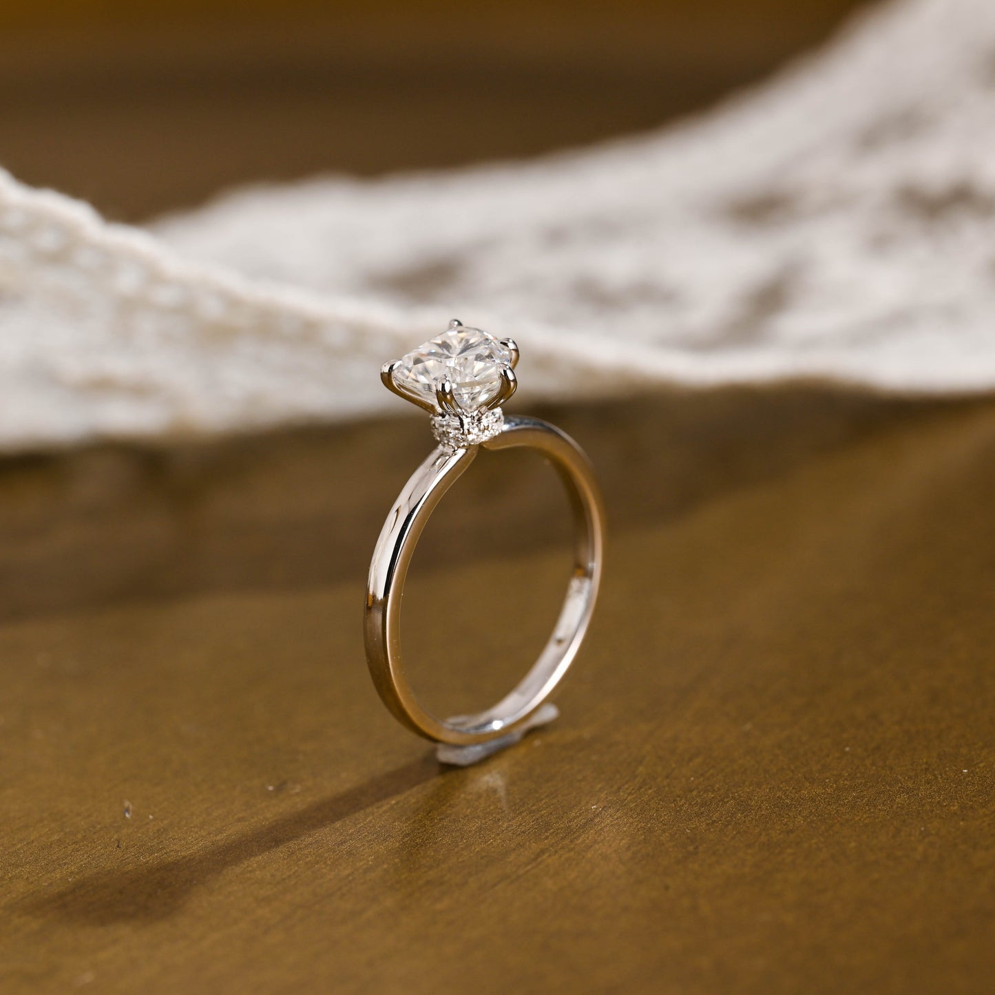 2 CT Emerald Pave Moissanite Engagement Ring