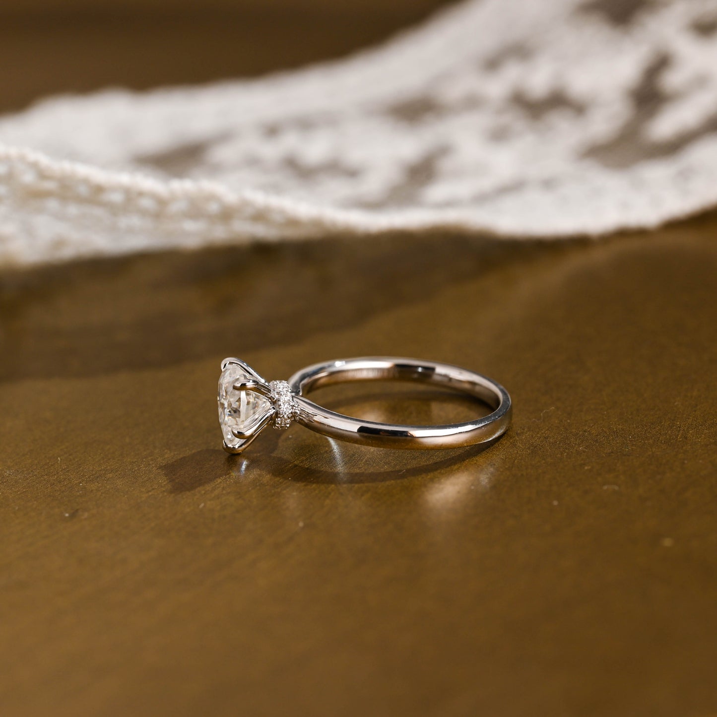2 CT Emerald Pave Moissanite Engagement Ring