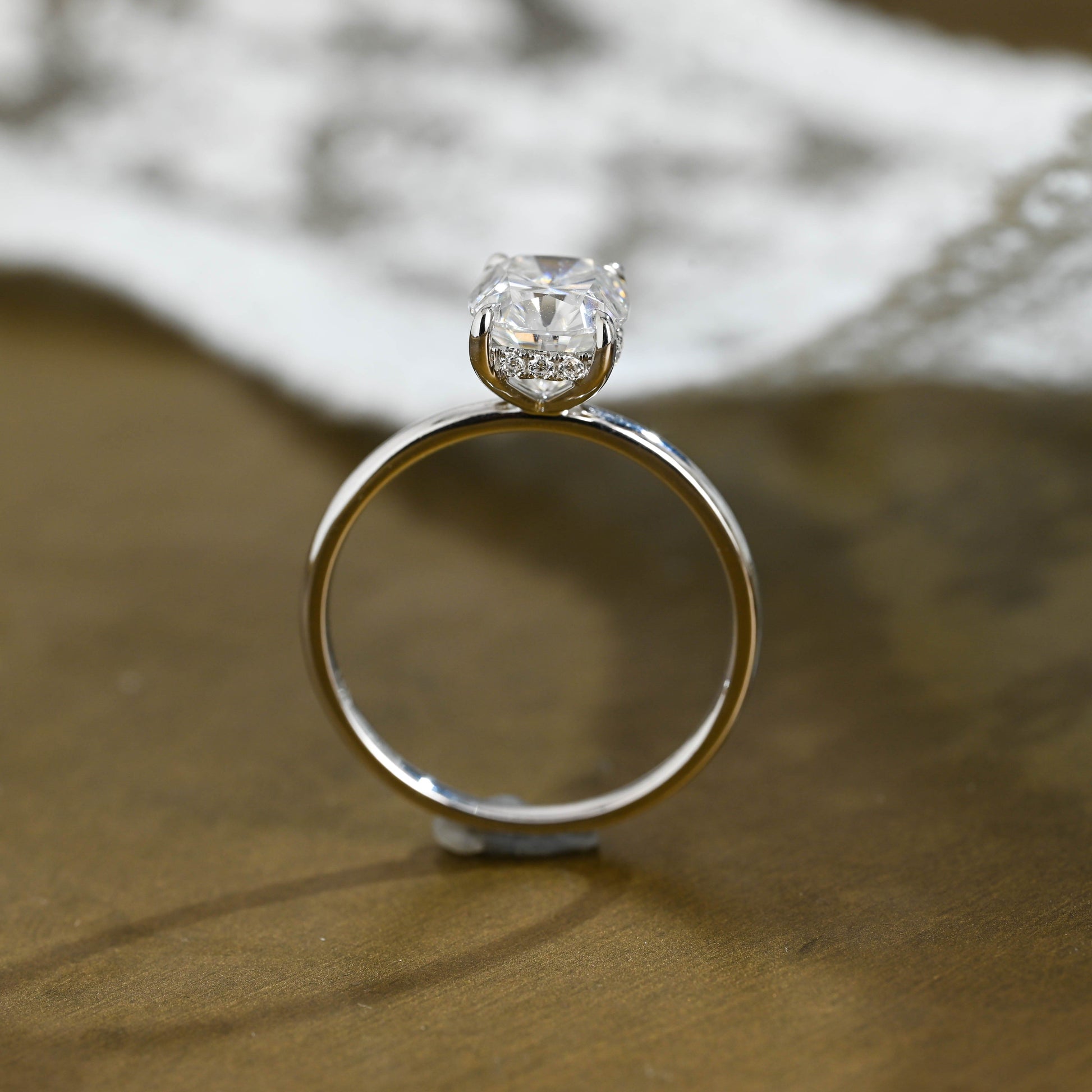 2 CT Emerald Pave Moissanite Engagement Ring