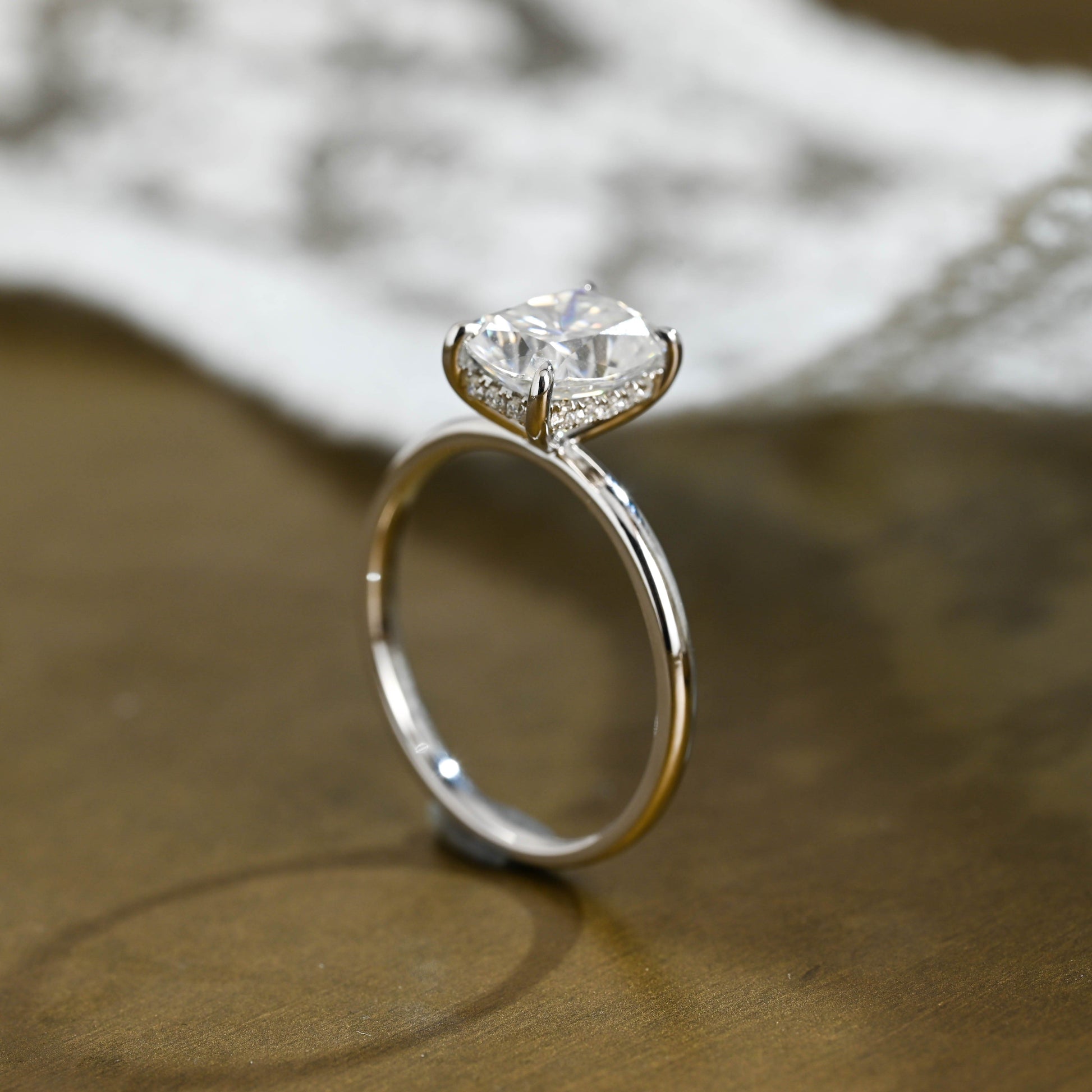 2 CT Emerald Pave Moissanite Engagement Ring