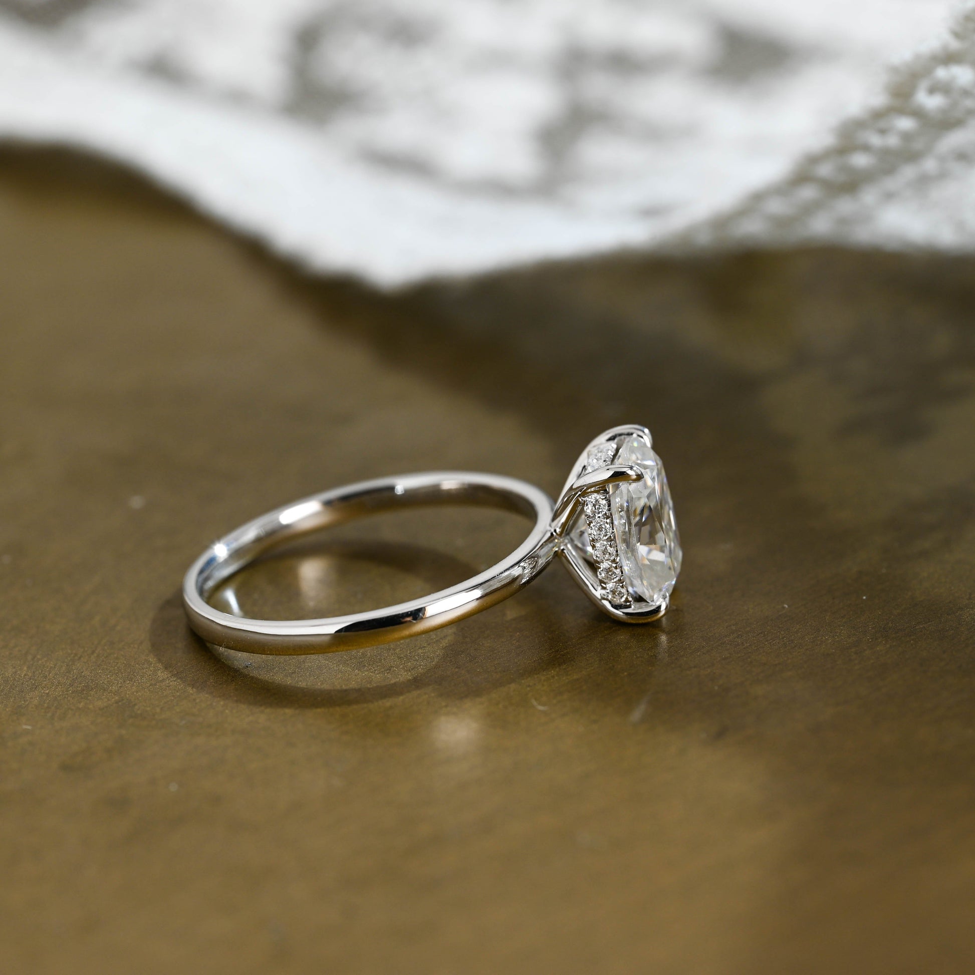 2 CT Emerald Pave Moissanite Engagement Ring