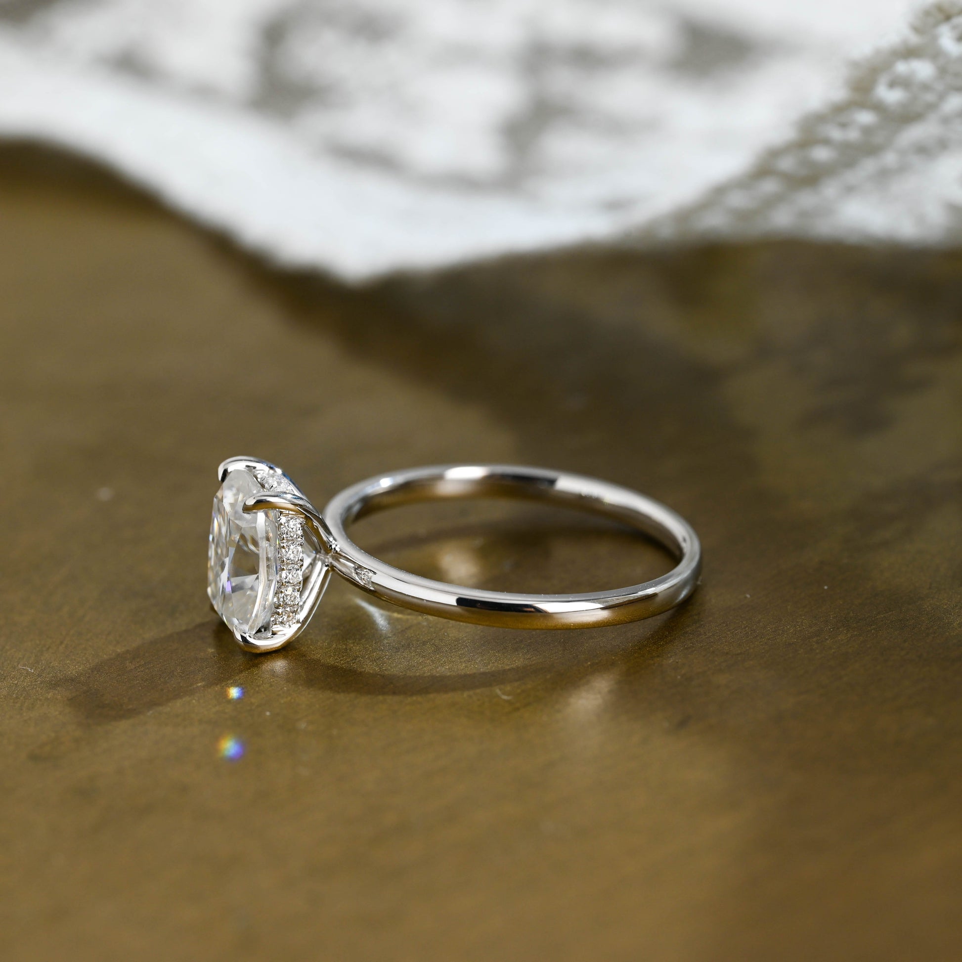 2 CT Emerald Pave Moissanite Engagement Ring
