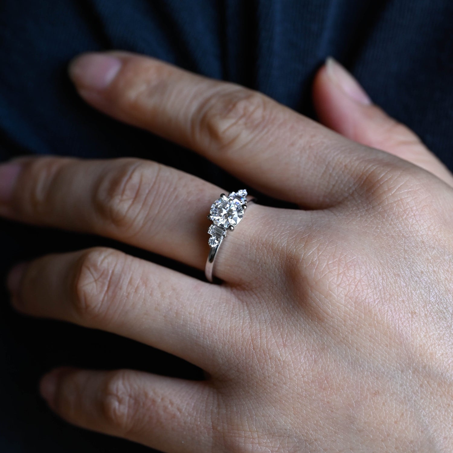 2 CT Emerald Pave Moissanite Engagement Ring