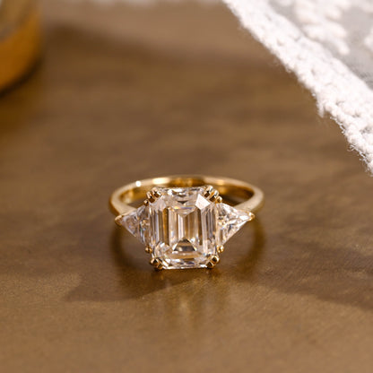 2 CT Emerald Pave Moissanite Engagement Ring