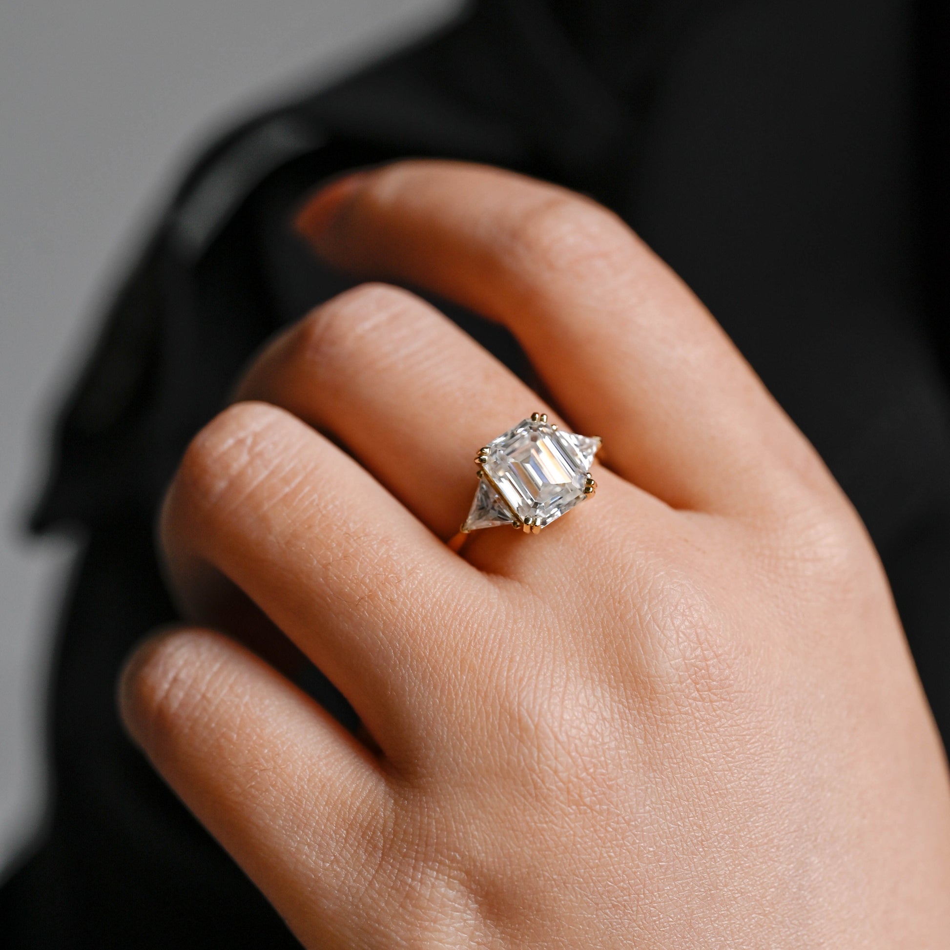 2 CT Emerald Pave Moissanite Engagement Ring