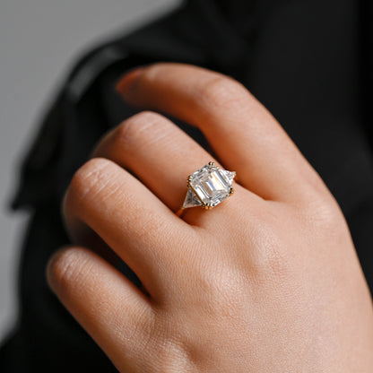 2 CT Emerald Pave Moissanite Engagement Ring