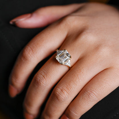 2 CT Emerald Pave Moissanite Engagement Ring