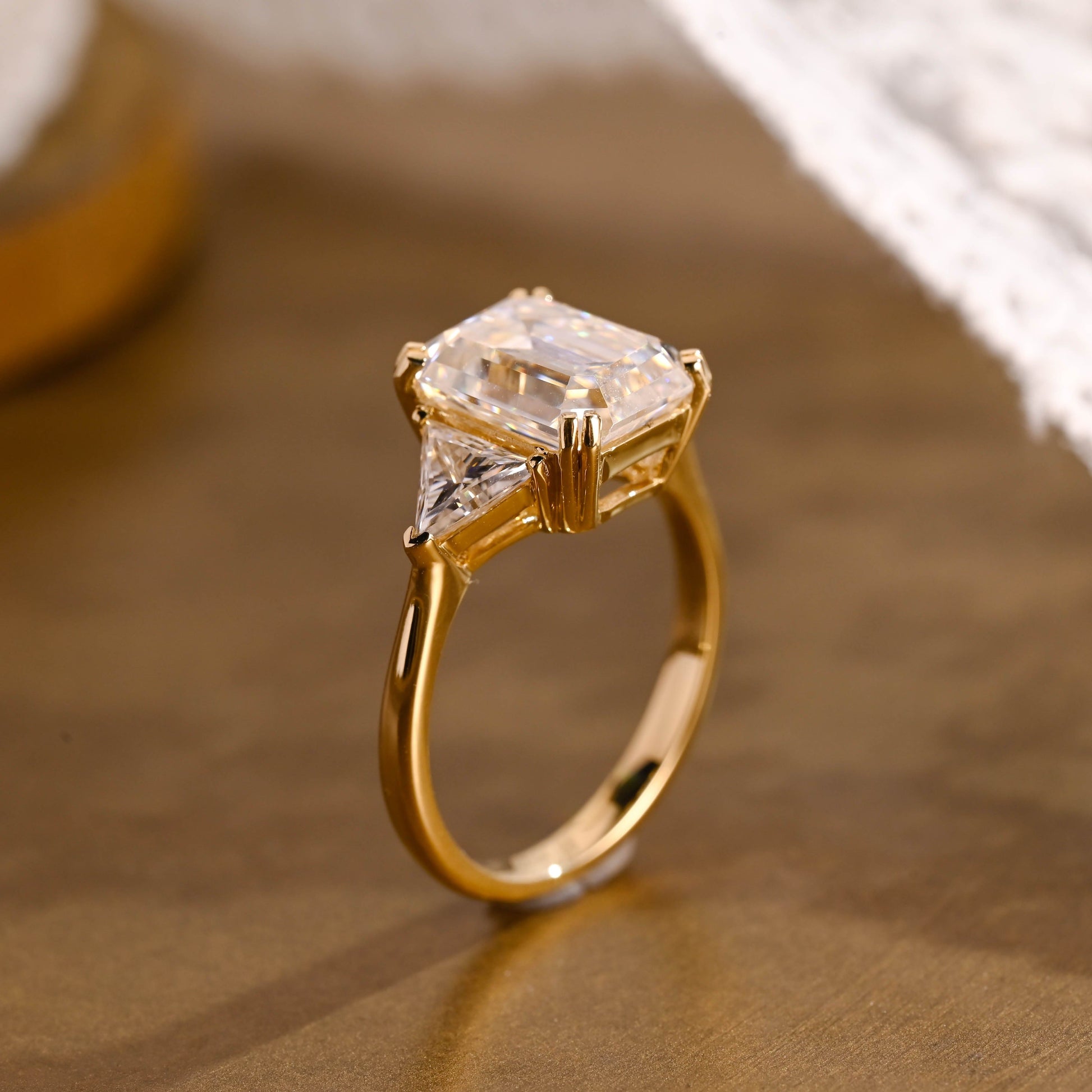2 CT Emerald Pave Moissanite Engagement Ring