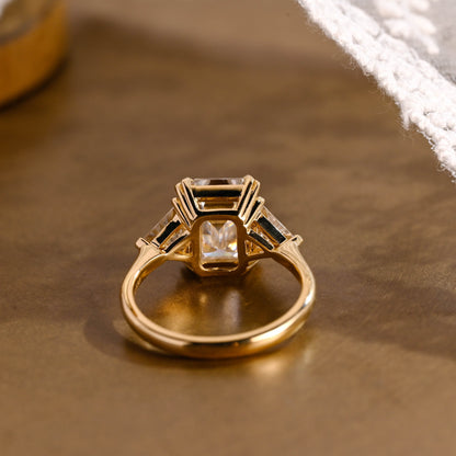2 CT Emerald Pave Moissanite Engagement Ring