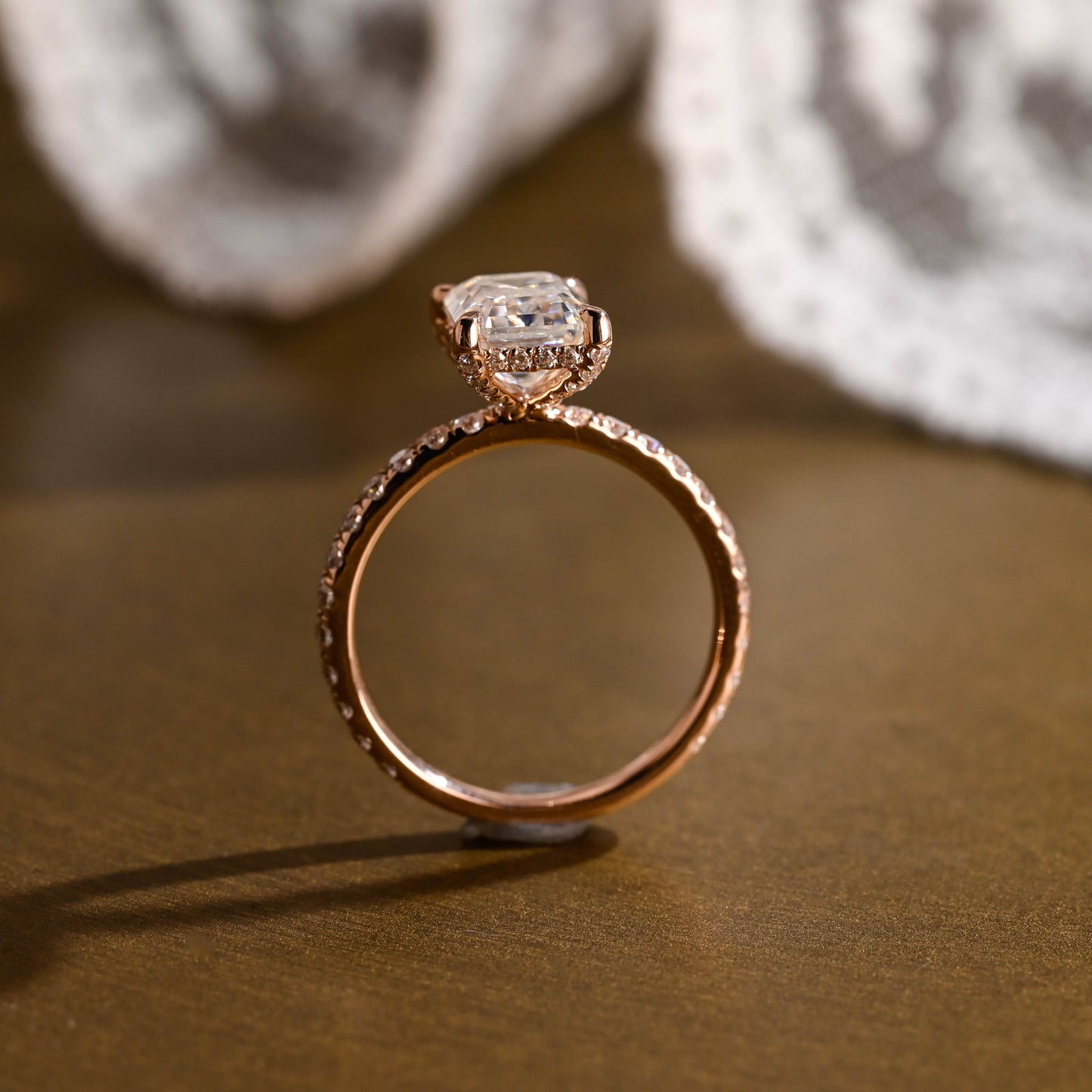2 CT Emerald Pave Moissanite Engagement Ring