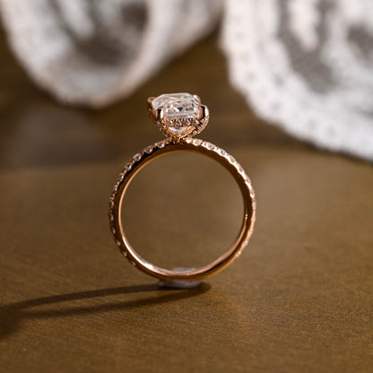 2 CT Emerald Pave Moissanite Engagement Ring