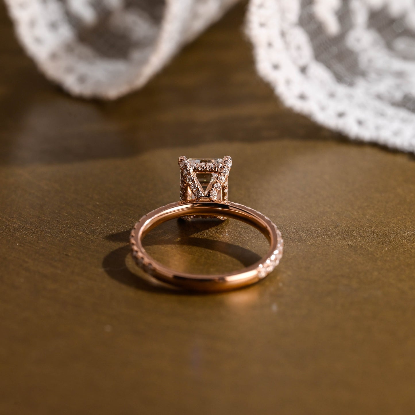 2 CT Emerald Pave Moissanite Engagement Ring