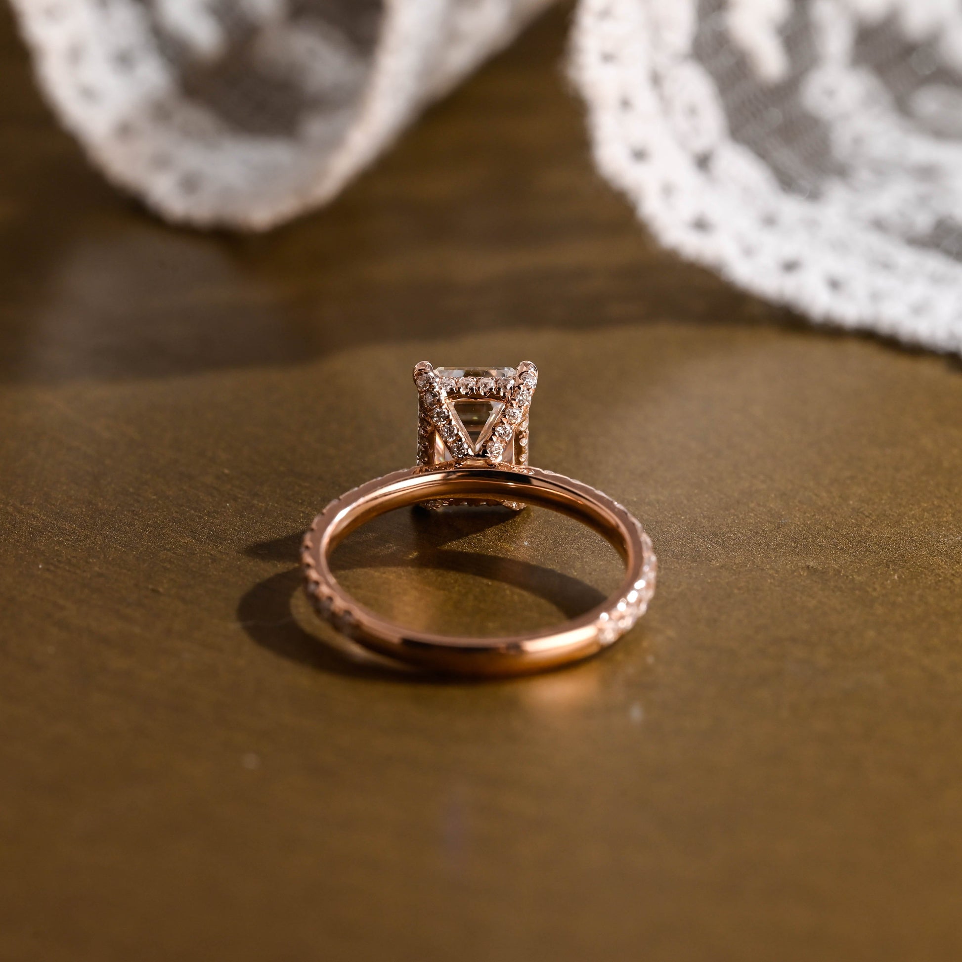2 CT Emerald Pave Moissanite Engagement Ring