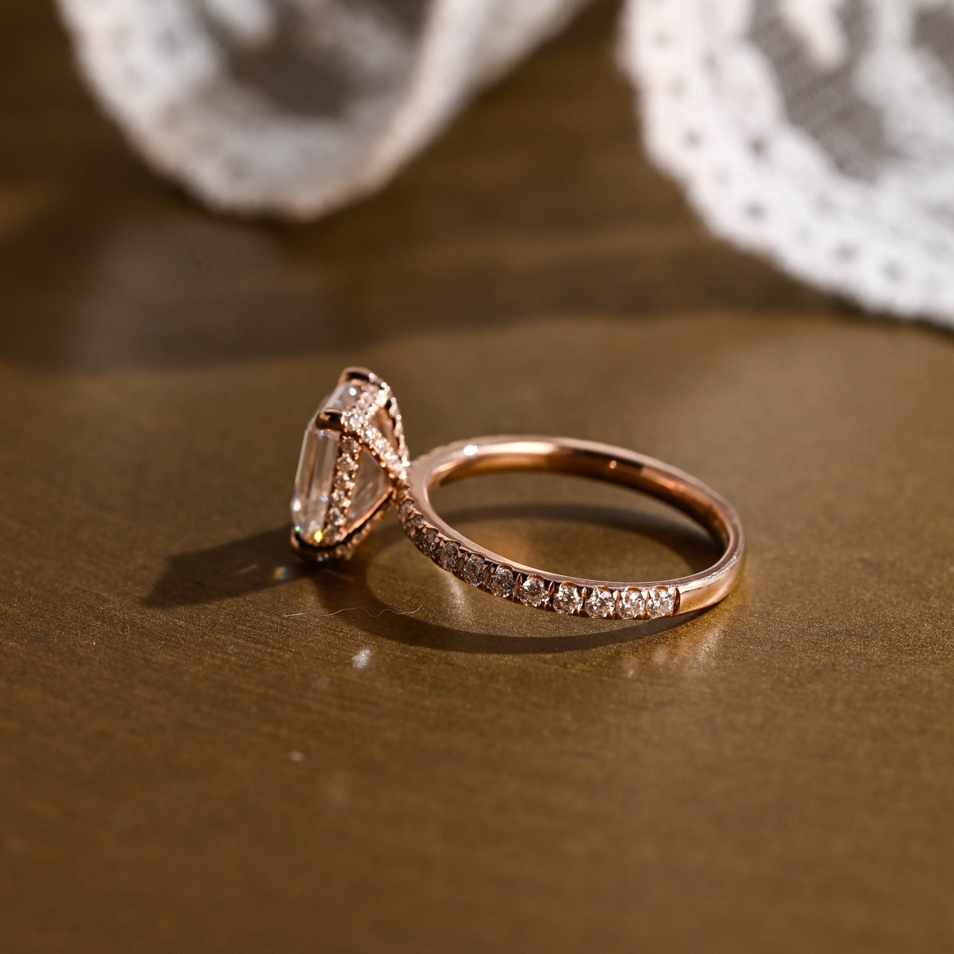 2 CT Emerald Pave Moissanite Engagement Ring