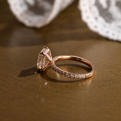 2 CT Emerald Pave Moissanite Engagement Ring