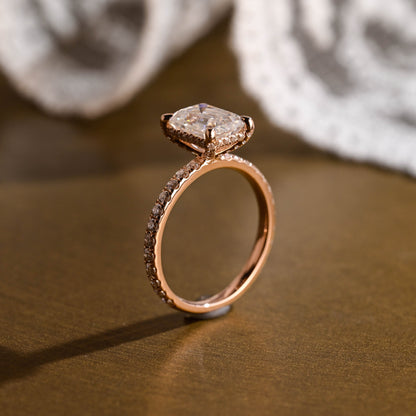 2 CT Emerald Pave Moissanite Engagement Ring