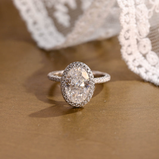 2 CT Emerald Pave Moissanite Engagement Ring