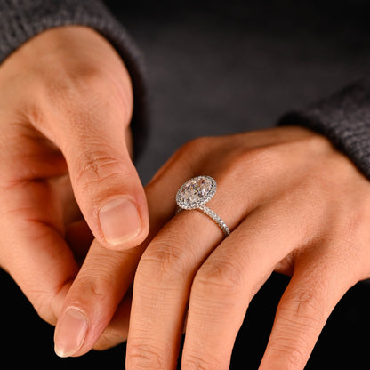 2 CT Emerald Pave Moissanite Engagement Ring