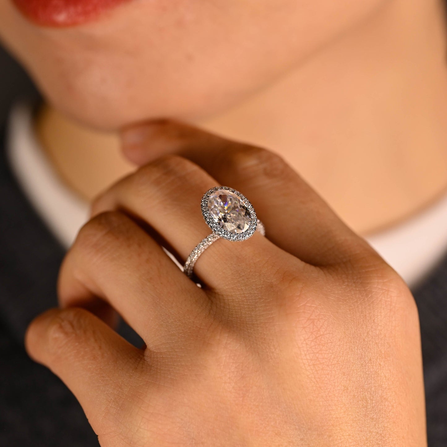 2 CT Emerald Pave Moissanite Engagement Ring