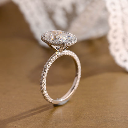 2 CT Emerald Pave Moissanite Engagement Ring