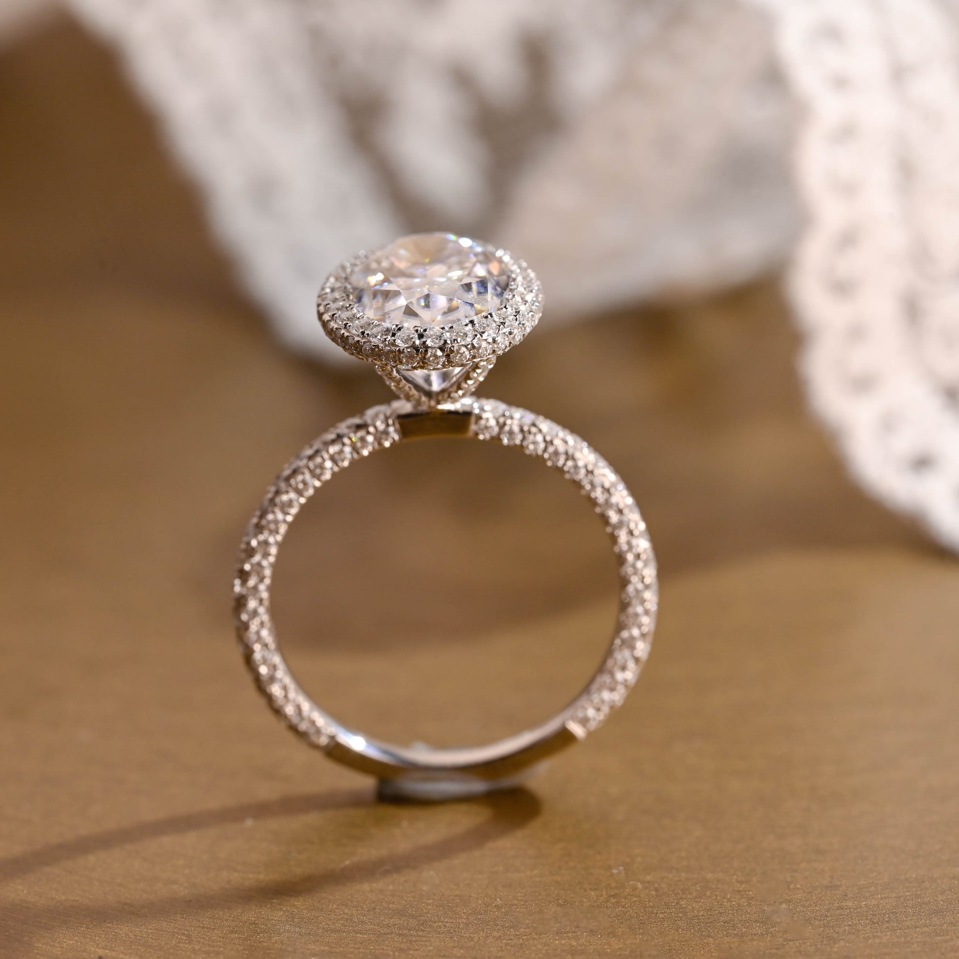 2 CT Emerald Pave Moissanite Engagement Ring