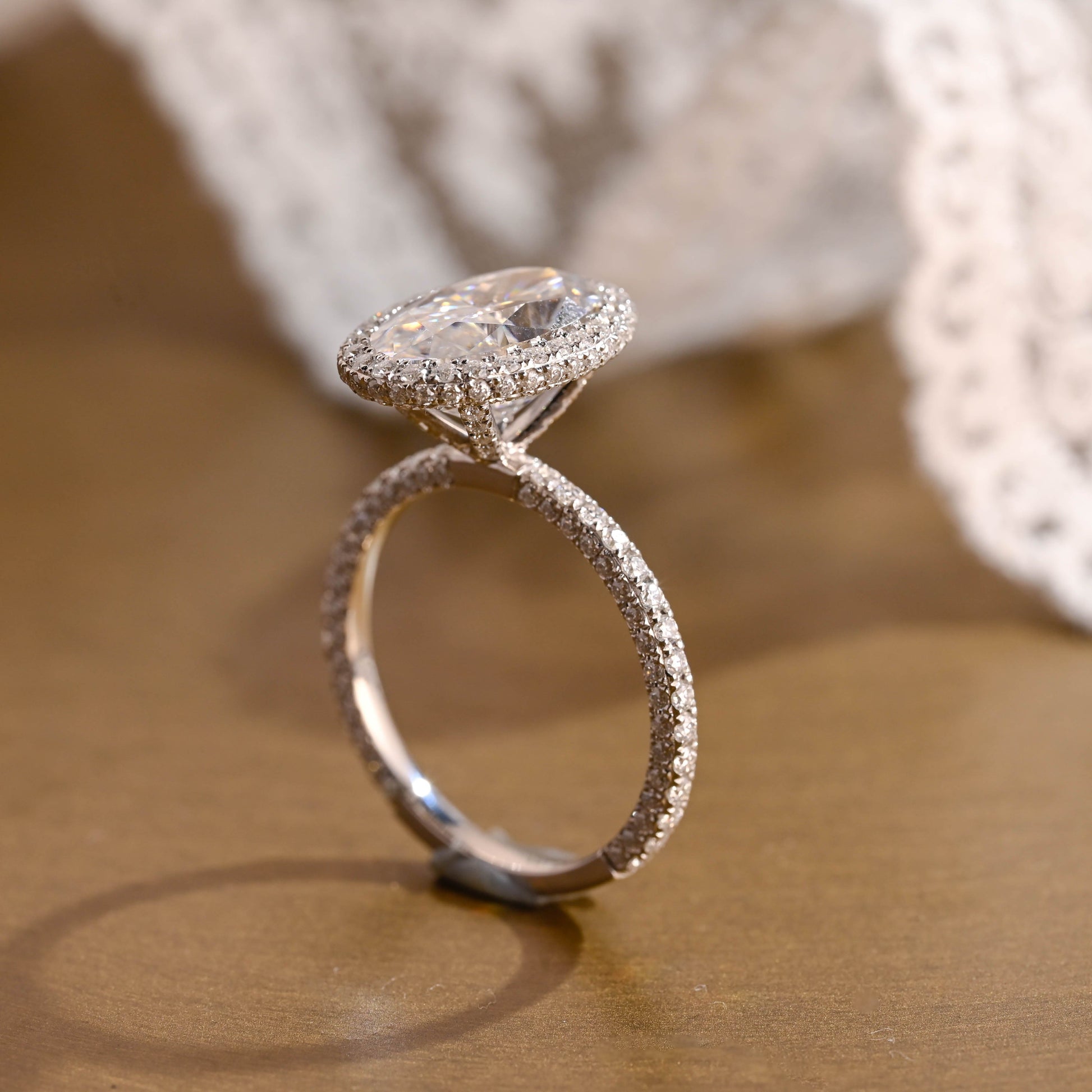 2 CT Emerald Pave Moissanite Engagement Ring