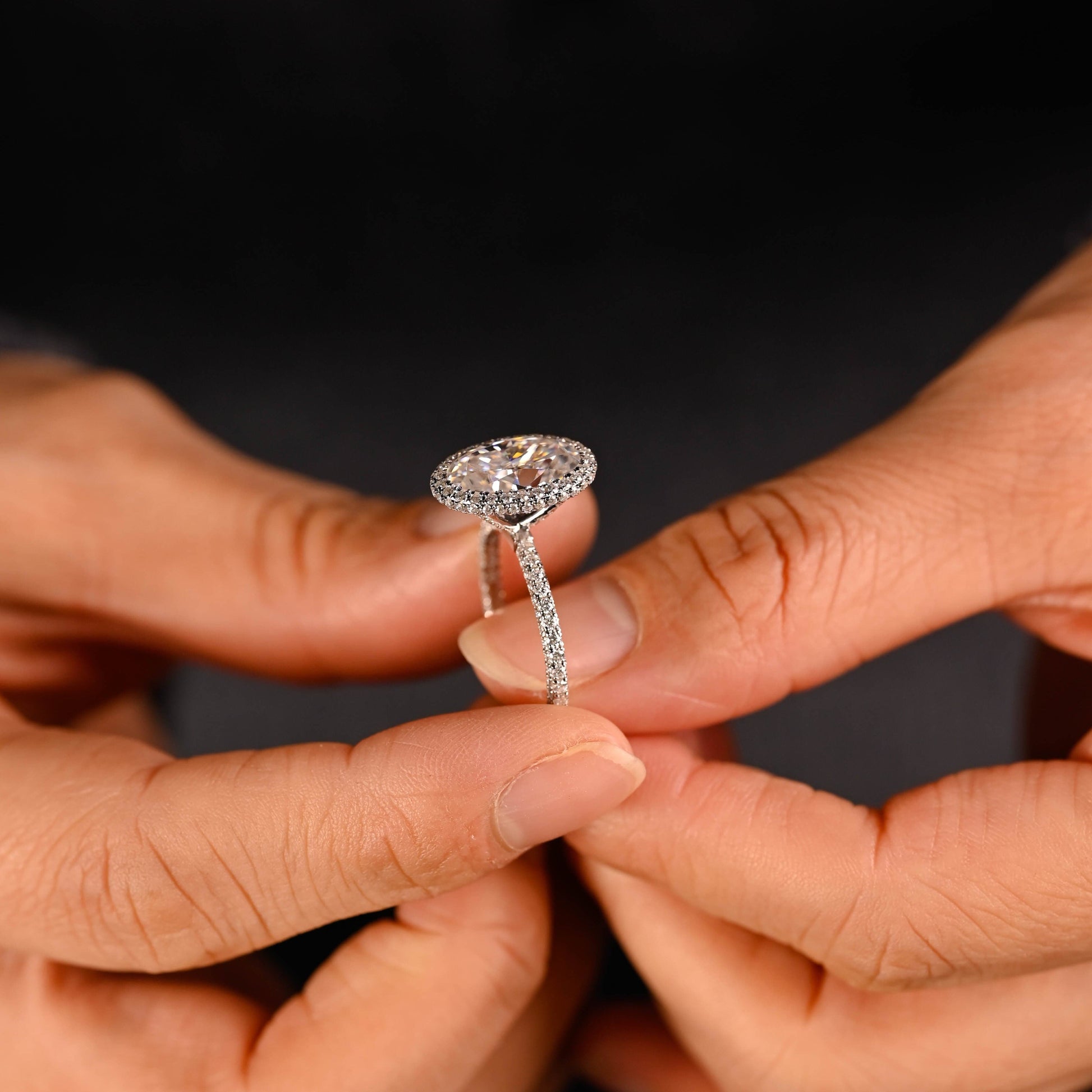 2 CT Emerald Pave Moissanite Engagement Ring