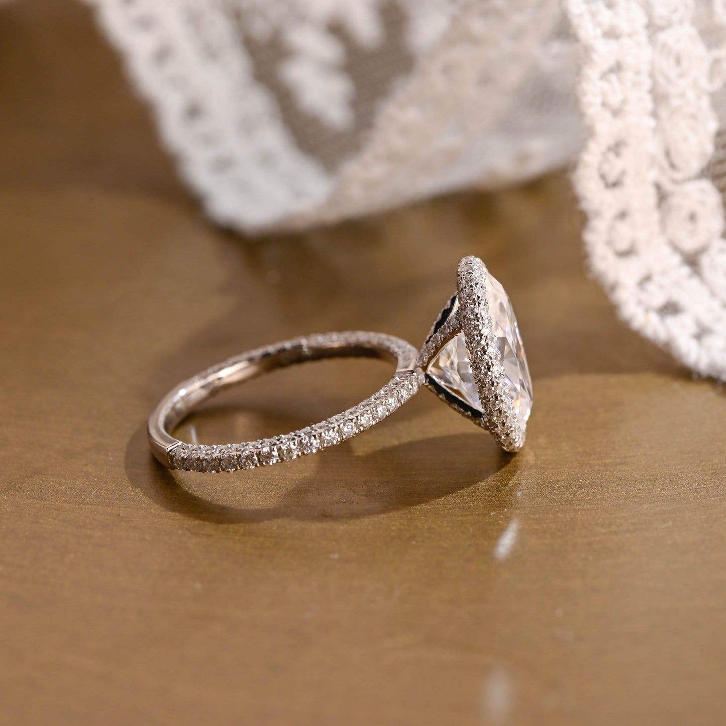 2 CT Emerald Pave Moissanite Engagement Ring