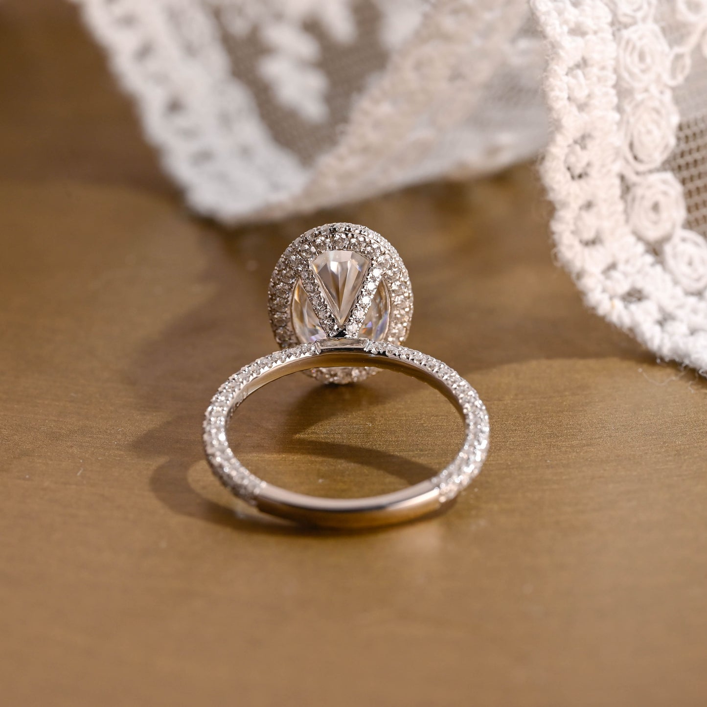 2 CT Emerald Pave Moissanite Engagement Ring