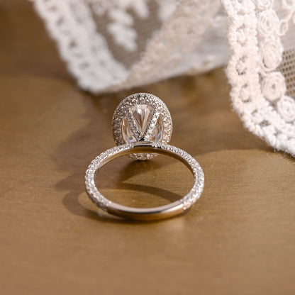 2 CT Emerald Pave Moissanite Engagement Ring