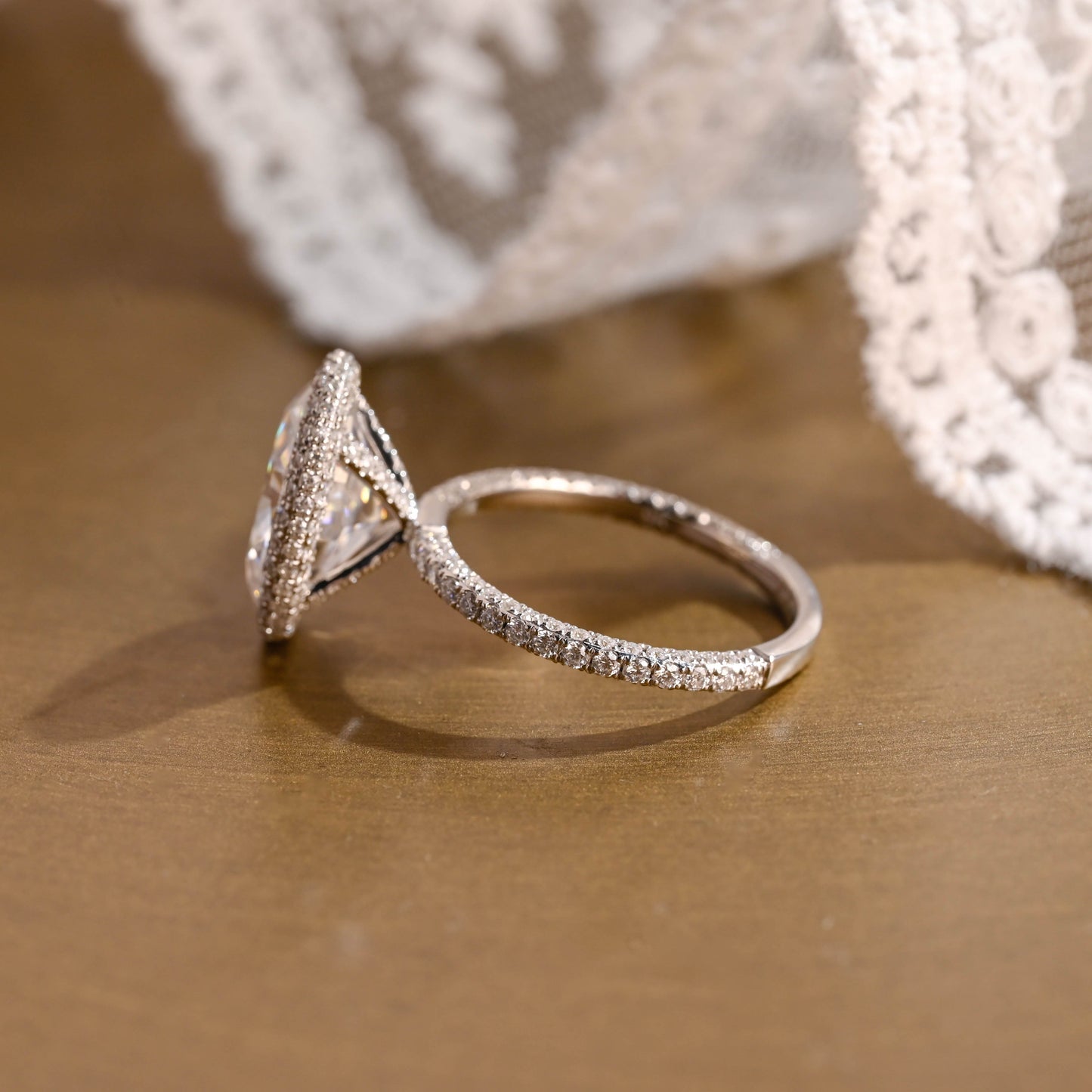 2 CT Emerald Pave Moissanite Engagement Ring