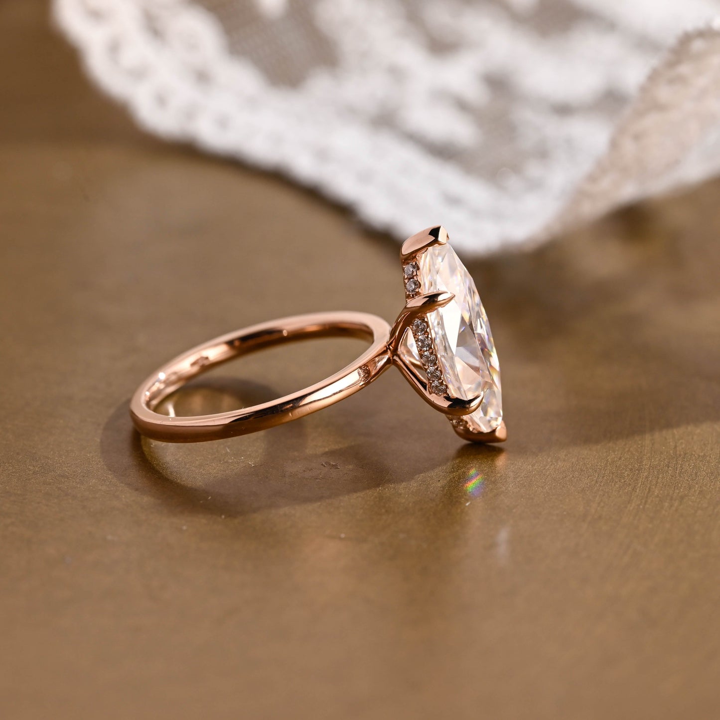 2 CT Emerald Pave Moissanite Engagement Ring