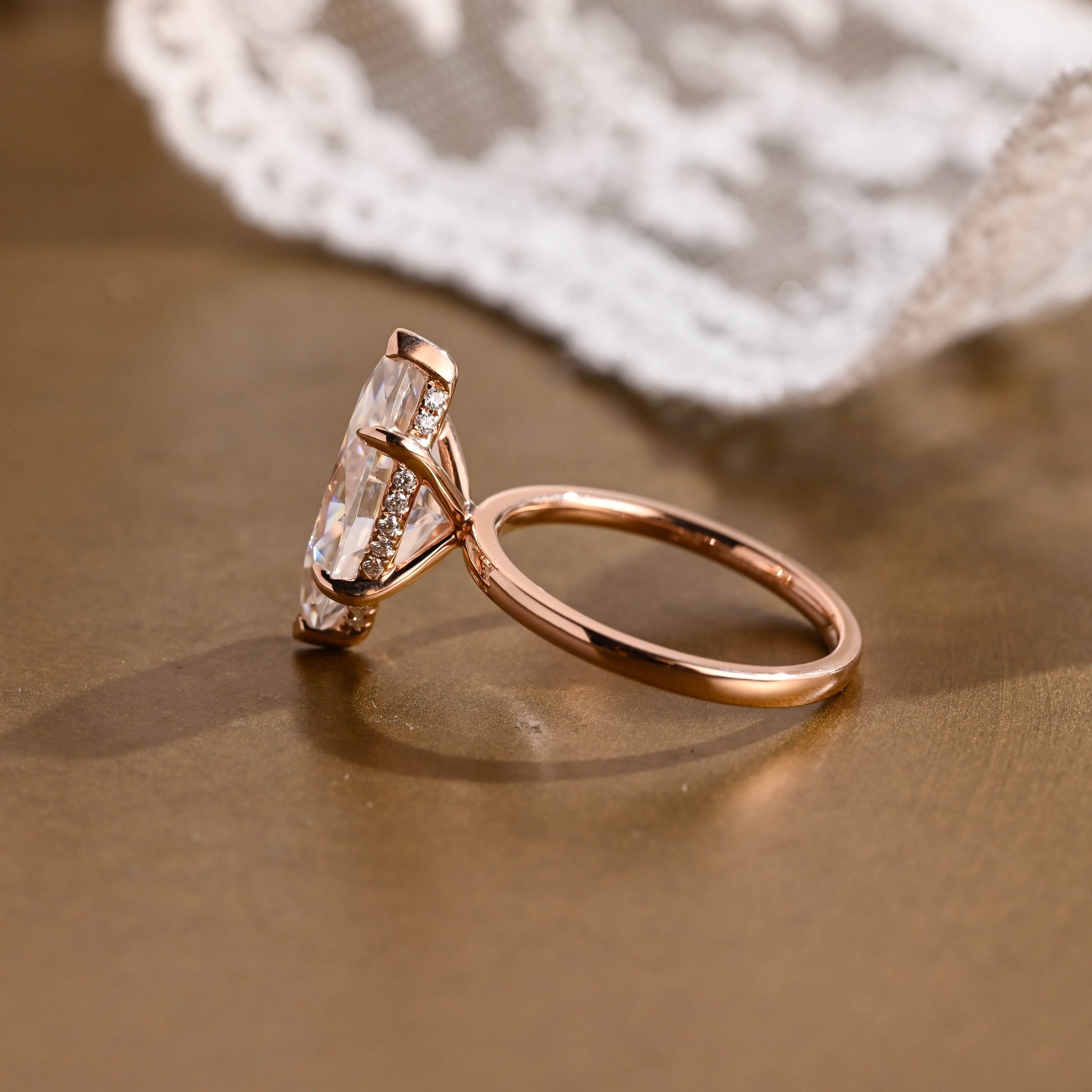 2 CT Emerald Pave Moissanite Engagement Ring